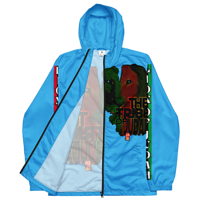 Tribe Of Judah Lion Graphic Design Men's Deep Sky Blue Windbreaker
