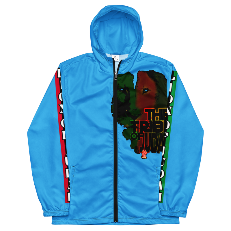 Tribe Of Judah Lion Graphic Design Men's Deep Sky Blue Windbreaker