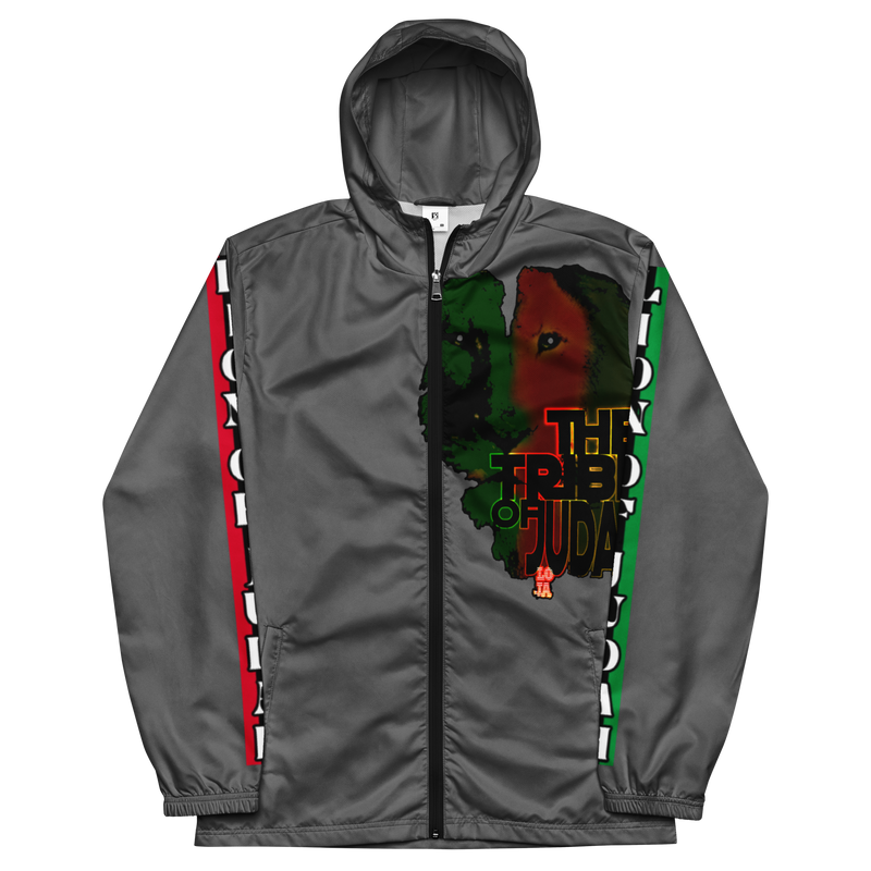 Tribe Of Judah Lion Graphic Design Men's Grey Windbreaker