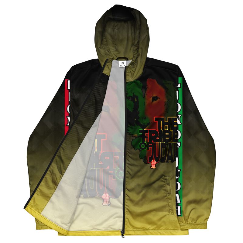 Tribe Of Judah Lion Black to Yellow Fade Graphic Design Men’s windbreaker