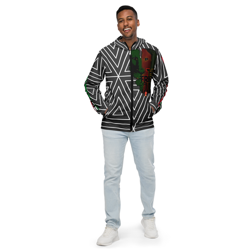 Tribe Of Judah Lion Black & White Abstract shape stripe Graphic Design Men’s windbreaker
