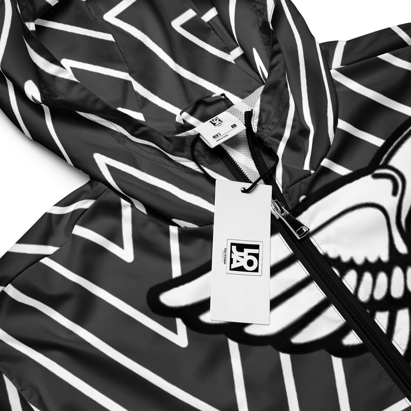 Lion Of Judah Black Logo Black with White stripe shape Pattern Design Men's Windbreaker