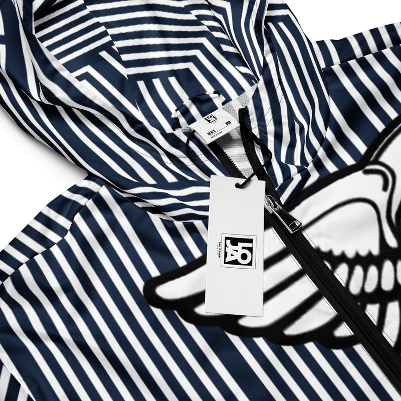 Lion Of Judah Black Logo Blue with White stripe Graphic Design Men's Windbreaker