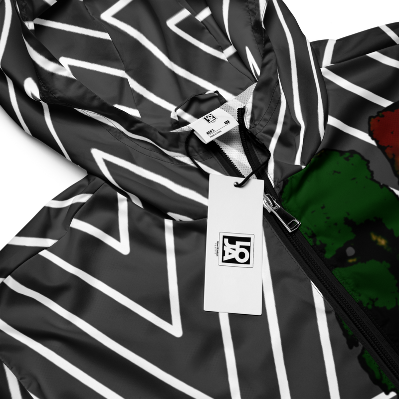 Tribe Of Judah Lion Black & White Abstract shape stripe Graphic Design Men’s windbreaker