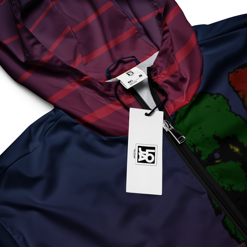 Tribe Of Judah Lion Blue Fade into Red Stripe Graphic Design Men’s windbreaker