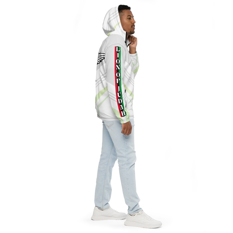 Lion Of Judah Black Logo White Yellow V Shaped Graphic Design V.6 Men’s windbreaker