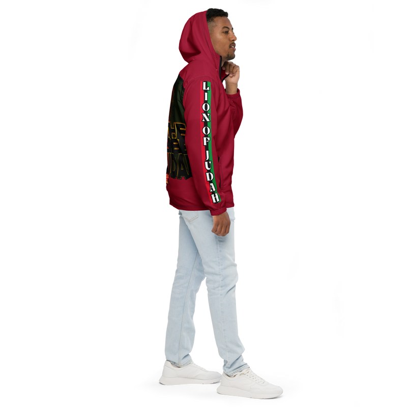 Tribe Of Judah Lion Graphic Design Men's Red Windbreaker