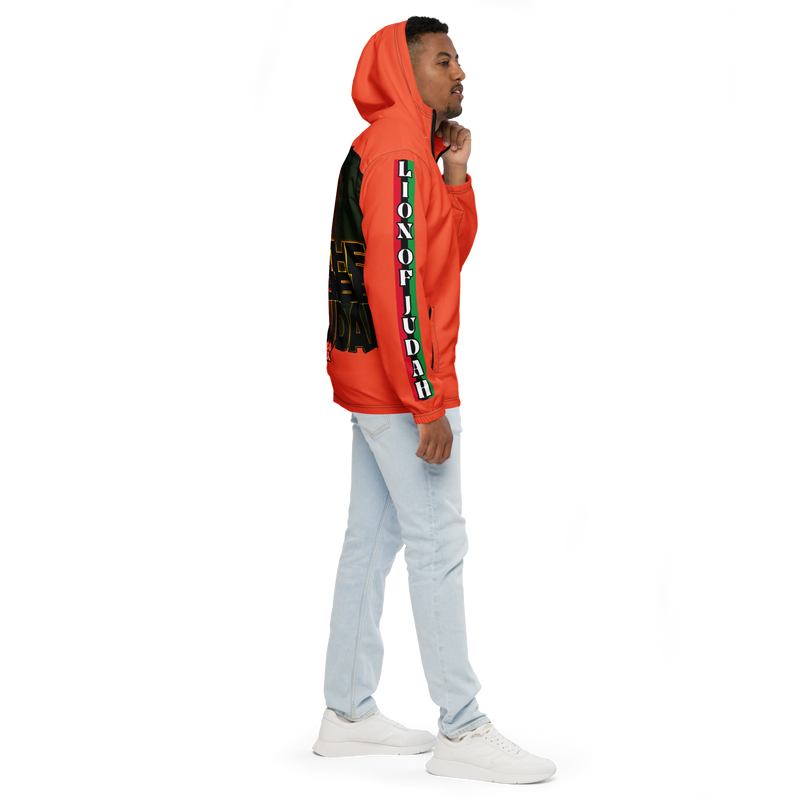 Tribe Of Judah Lion Graphic Design Men's Orange Windbreaker