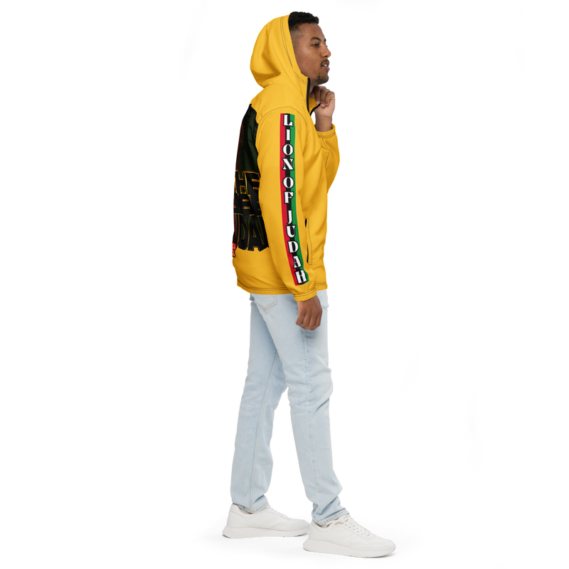 Tribe Of Judah Lion Graphic Design Men's Yellow Windbreaker