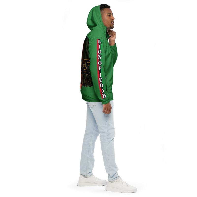Tribe Of Judah Lion Graphic Design Men's Green Windbreaker