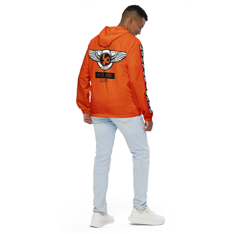 Lion Of Judah Logo Design Men’s Orange windbreaker