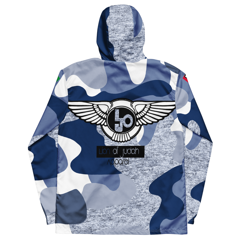 Lion Of Judah Black Logo Pattern Design Men’s windbreaker