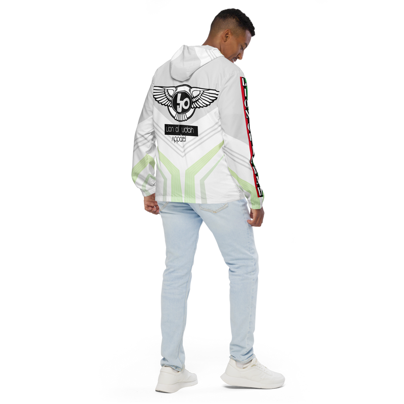 Lion Of Judah Black Logo White Yellow V Shaped Graphic Design V.6 Men’s windbreaker