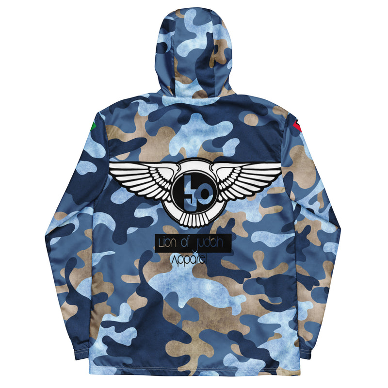 Lion Of Judah Black Logo Graphic Design Camo V.3 Men's Windbreaker