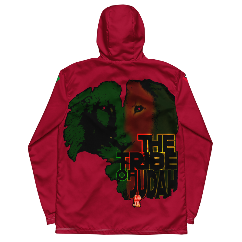 Tribe Of Judah Lion Graphic Design Men's Red Windbreaker