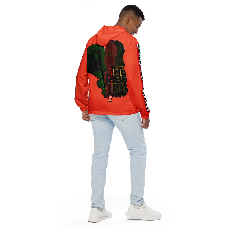 Tribe Of Judah Lion Graphic Design Men's Orange Windbreaker