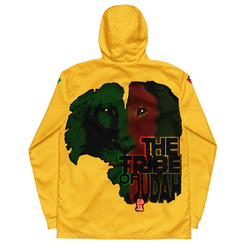 Tribe Of Judah Lion Graphic Design Men's Yellow Windbreaker