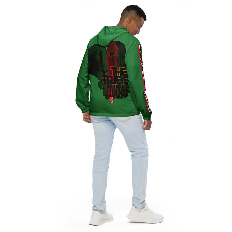 Tribe Of Judah Lion Graphic Design Men's Green Windbreaker
