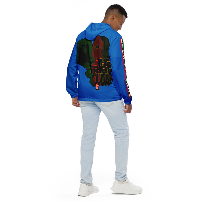 Tribe Of Judah Lion Graphic Design Men's Navy Blue Windbreaker