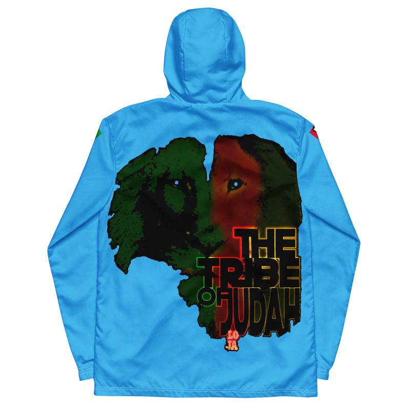 Tribe Of Judah Lion Graphic Design Men's Deep Sky Blue Windbreaker
