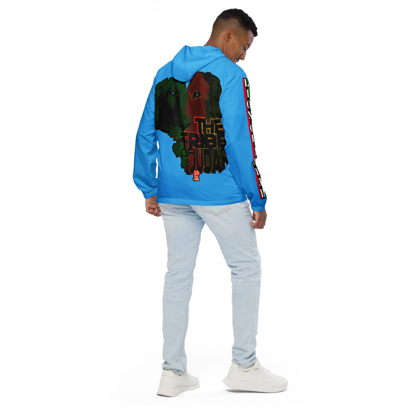 Tribe Of Judah Lion Graphic Design Men's Deep Sky Blue Windbreaker