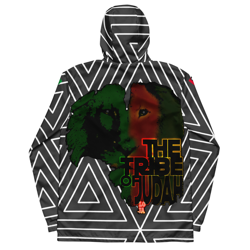 Tribe Of Judah Lion Black & White Abstract shape stripe Graphic Design Men’s windbreaker