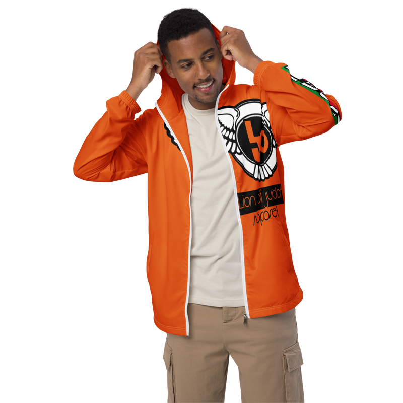 Lion Of Judah Logo Design Men’s Orange windbreaker