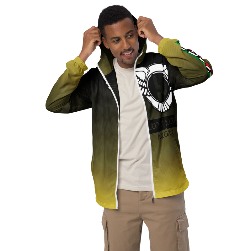 Lion Of Judah Black Logo Black Yellow fade Graphic Design V.3 Men’s windbreaker