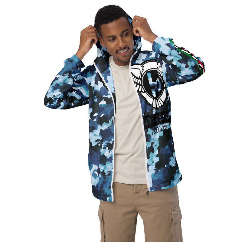 Lion Of Judah Black Logo Graphic Design Camo V.2 Men's Windbreaker