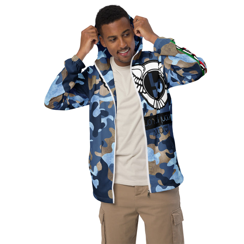 Lion Of Judah Black Logo Graphic Design Camo V.3 Men's Windbreaker