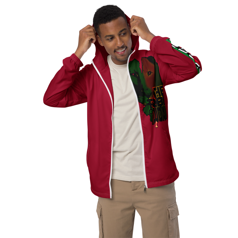 Tribe Of Judah Lion Graphic Design Men's Red Windbreaker
