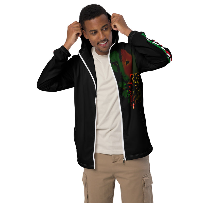 Tribe Of Judah Lion Graphic Design Men's Black Windbreaker