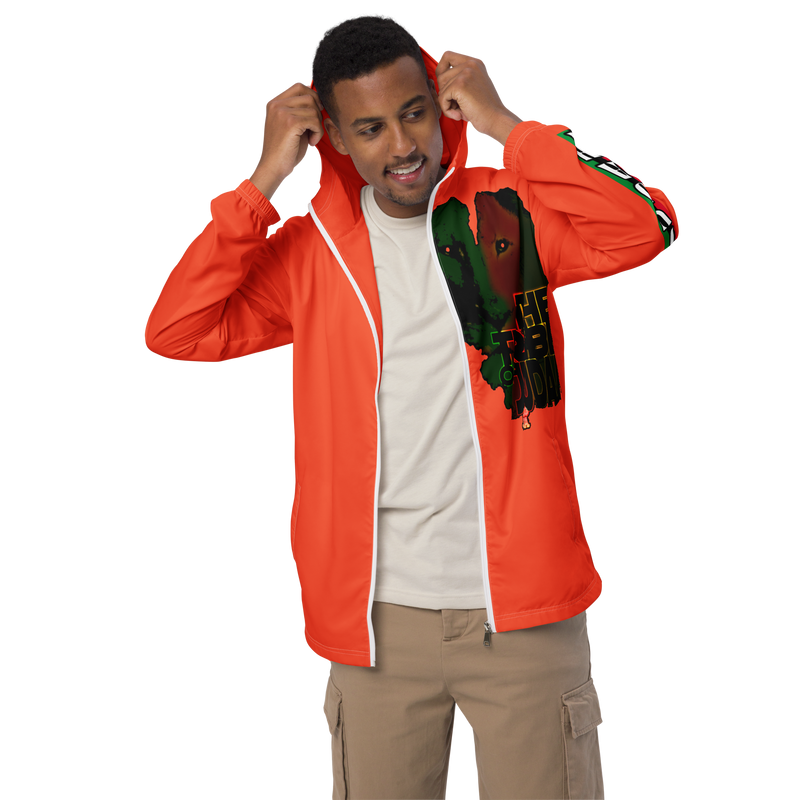 Tribe Of Judah Lion Graphic Design Men's Orange Windbreaker