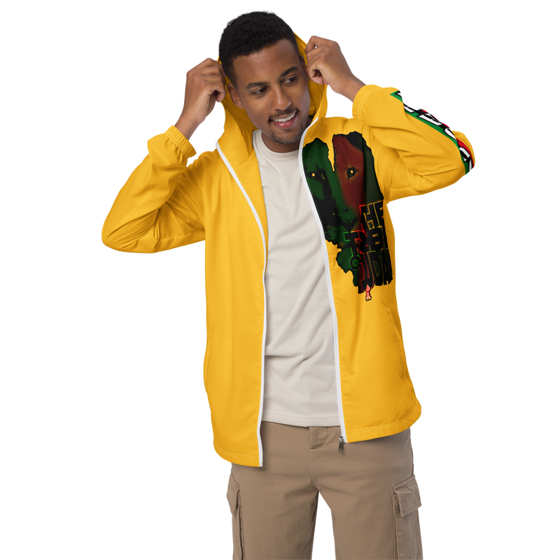 Tribe Of Judah Lion Graphic Design Men's Yellow Windbreaker