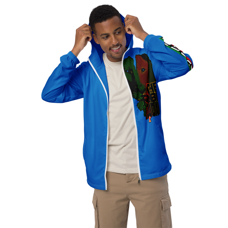 Tribe Of Judah Lion Graphic Design Men's Navy Blue Windbreaker