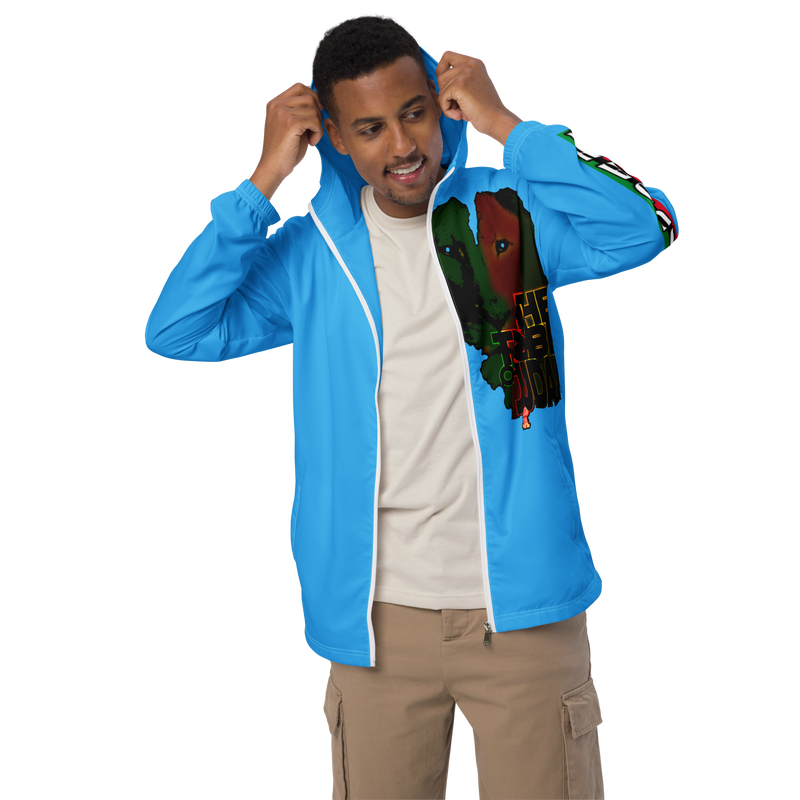 Tribe Of Judah Lion Graphic Design Men's Deep Sky Blue Windbreaker