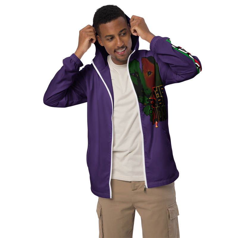 Tribe Of Judah Lion Graphic Design Men's Purple Windbreaker
