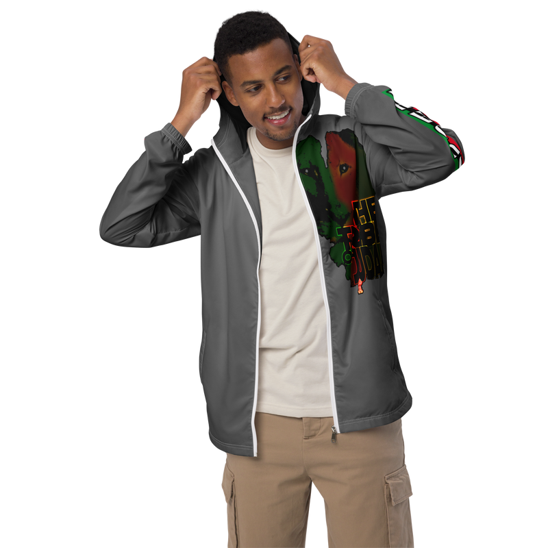 Tribe Of Judah Lion Graphic Design Men's Grey Windbreaker