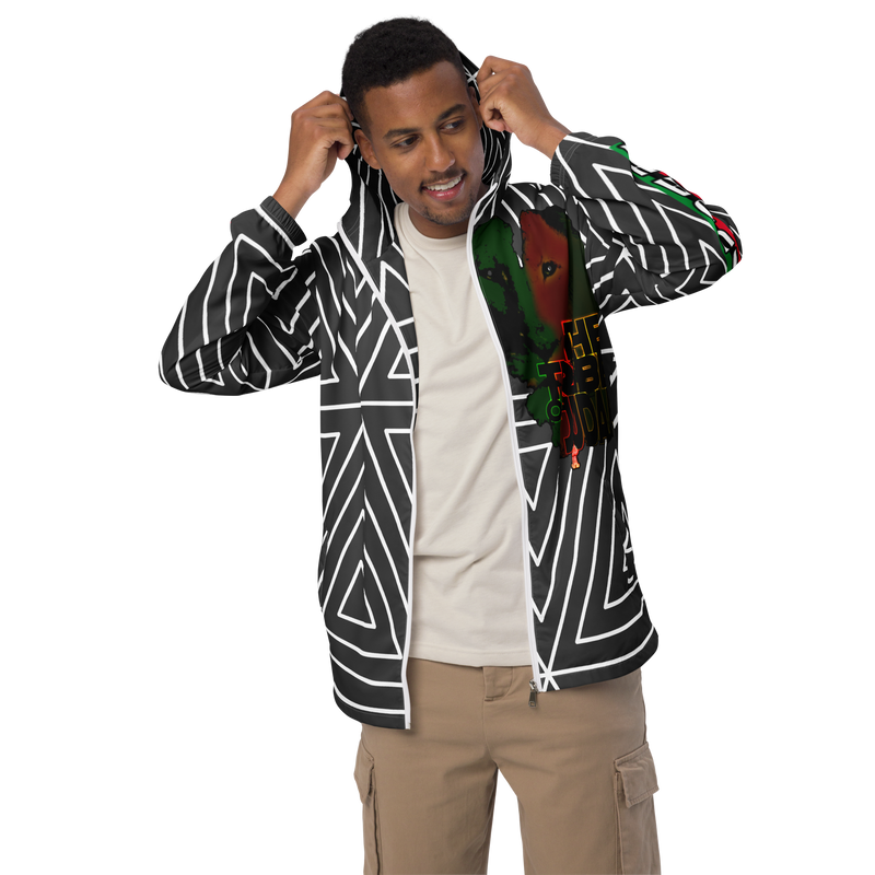 Tribe Of Judah Lion Black & White Abstract shape stripe Graphic Design Men’s windbreaker