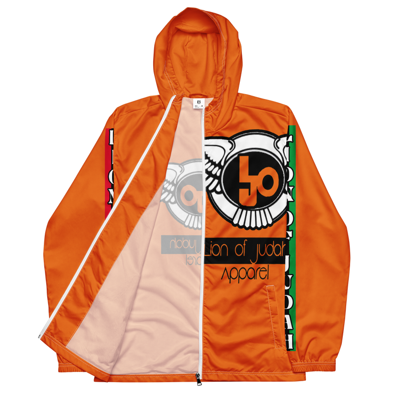 Lion Of Judah Logo Design Men’s Orange windbreaker