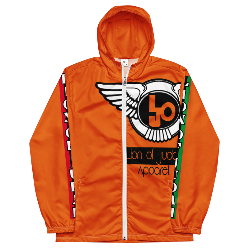 Lion Of Judah Logo Design Men’s Orange windbreaker