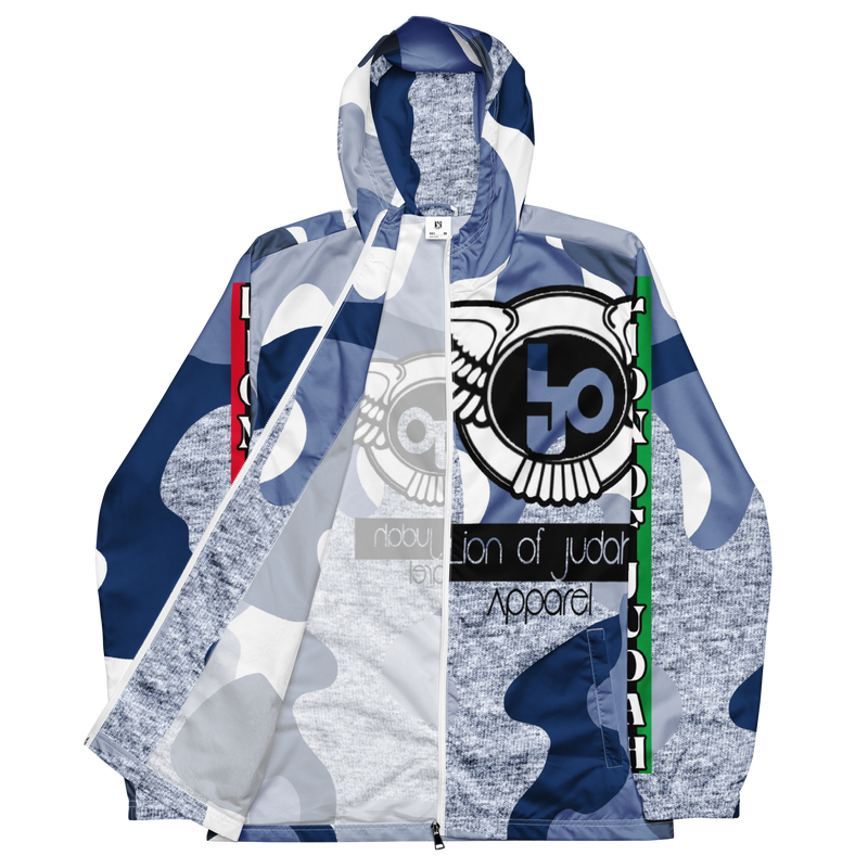 Lion Of Judah Black Logo Pattern Design Men’s windbreaker