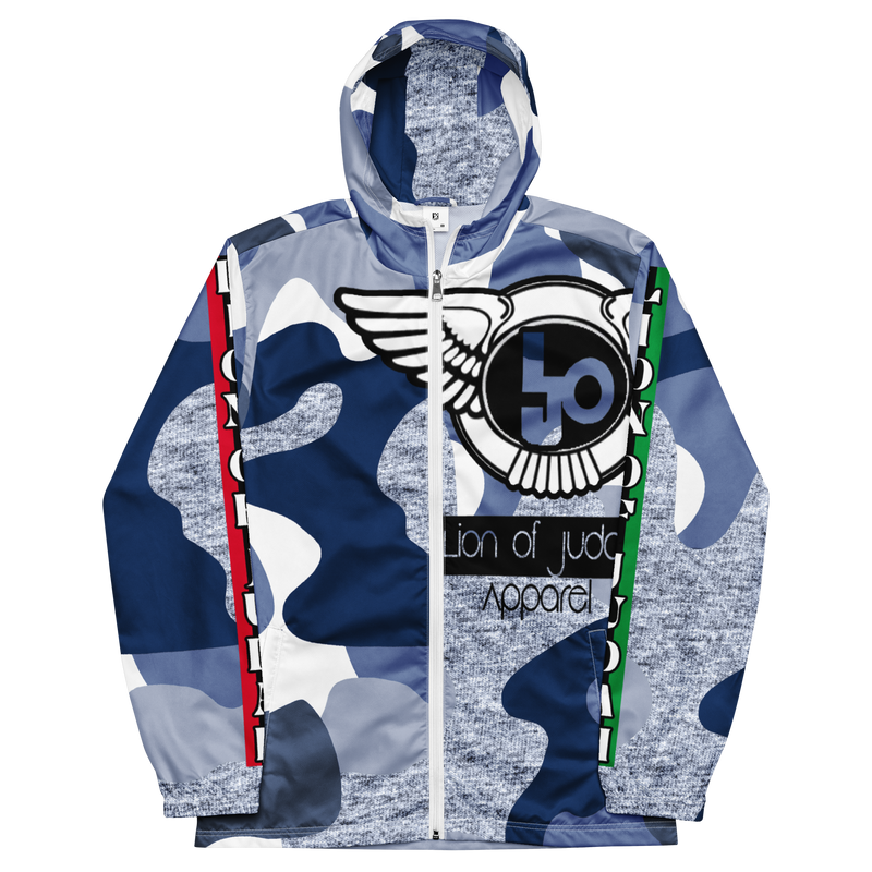 Lion Of Judah Black Logo Pattern Design Men’s windbreaker