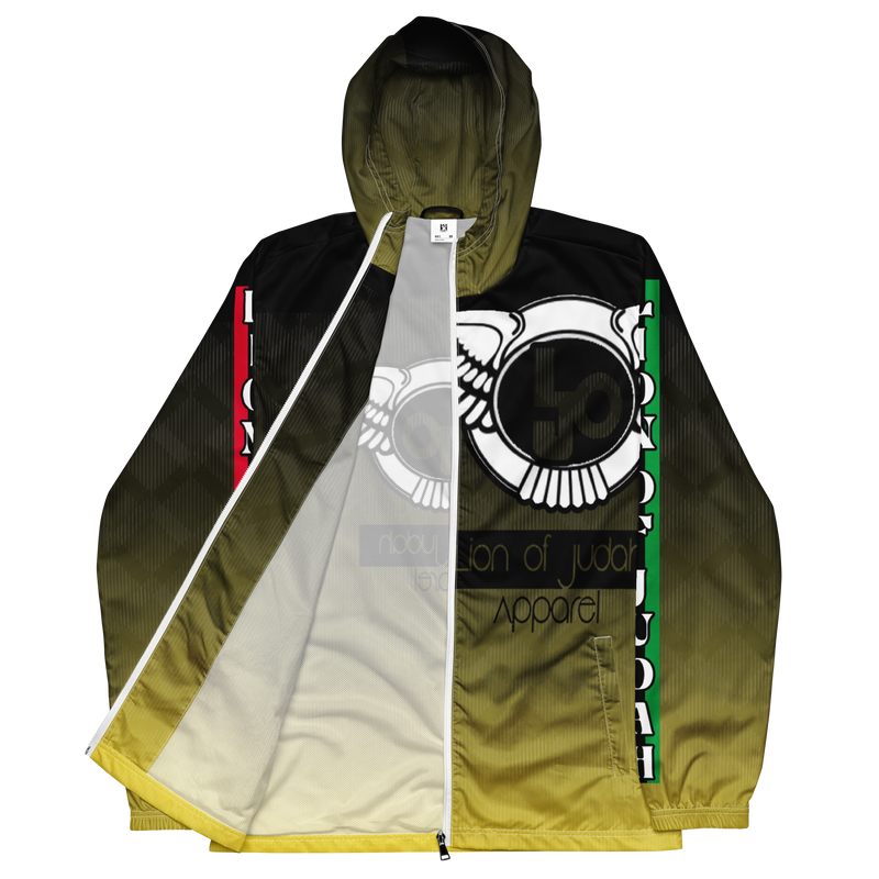 Lion Of Judah Black Logo Black Yellow fade Graphic Design V.3 Men’s windbreaker