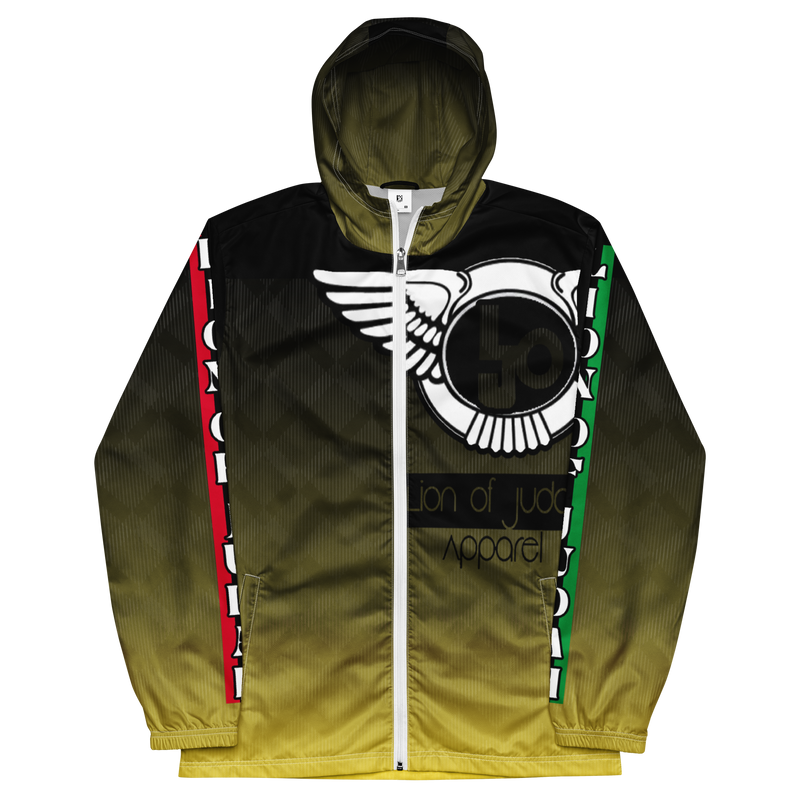 Lion Of Judah Black Logo Black Yellow fade Graphic Design V.3 Men’s windbreaker