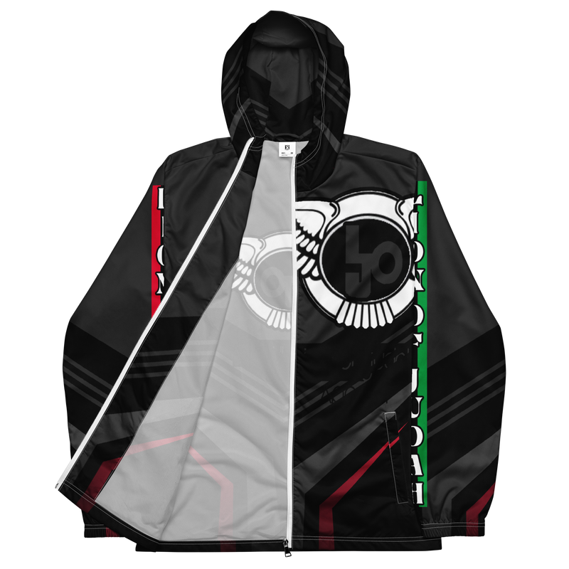 Lion Of Judah Black Logo Black V Shaped Graphic Design V.4 Men’s windbreaker