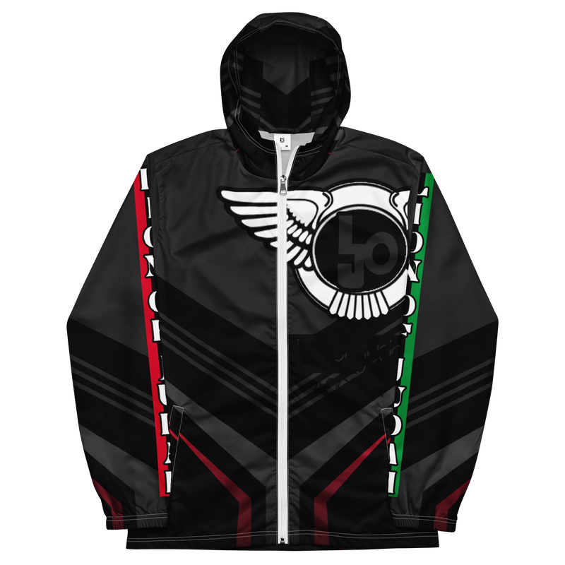 Lion Of Judah Black Logo Black V Shaped Graphic Design V.4 Men’s windbreaker