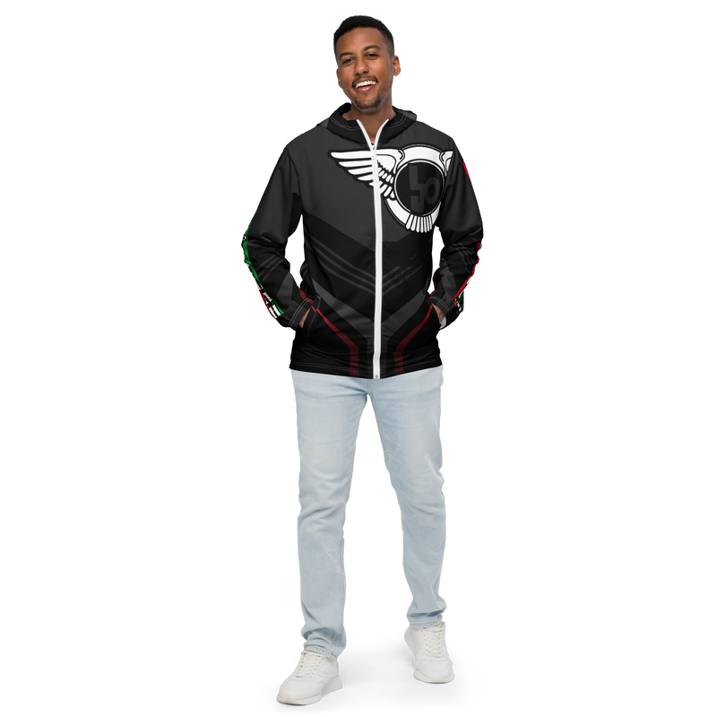 Lion Of Judah Black Logo Black V Shaped Graphic Design V.4 Men’s windbreaker
