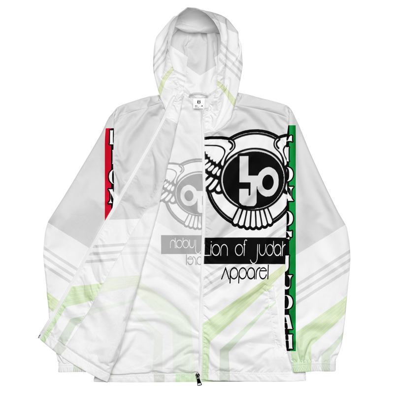 Lion Of Judah Black Logo White Yellow V Shaped Graphic Design V.6 Men’s windbreaker