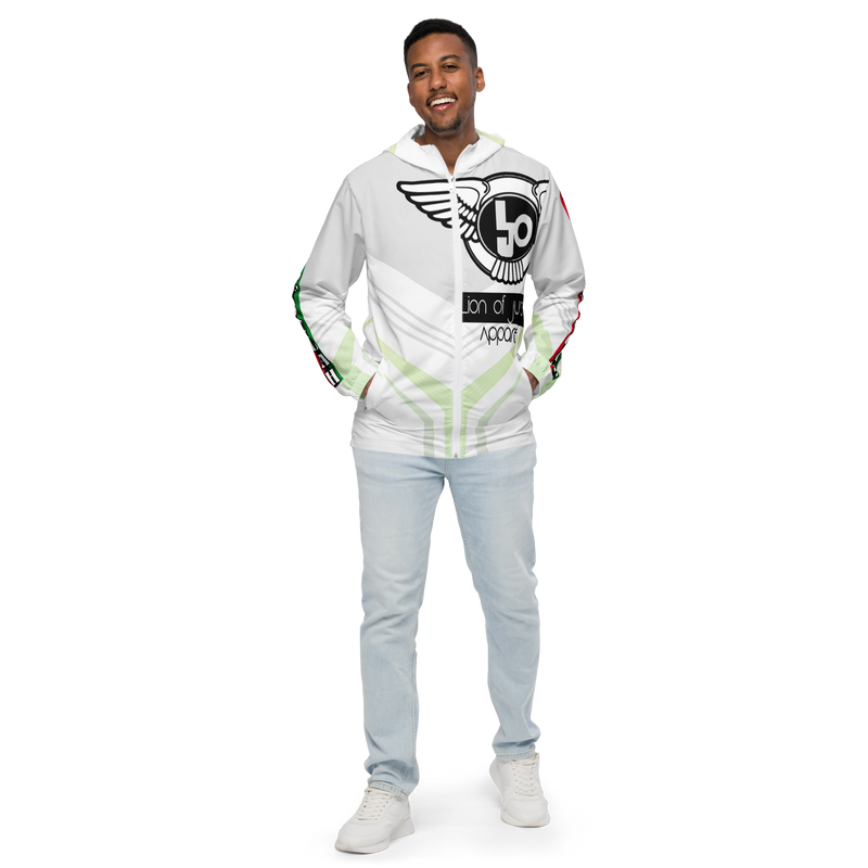 Lion Of Judah Black Logo White Yellow V Shaped Graphic Design V.6 Men’s windbreaker